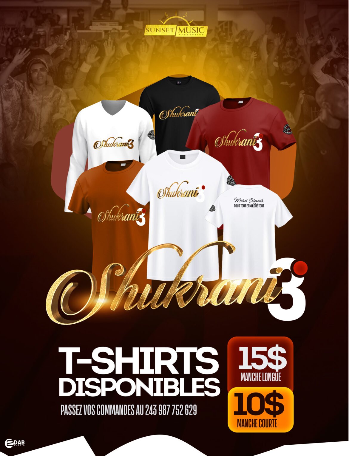 La marque Sunset Music Production dévoile sa nouvelle collection de T-shirts Shukrani 3, un design inspiré de la reconnaissance, de la foi et de l’élégance.