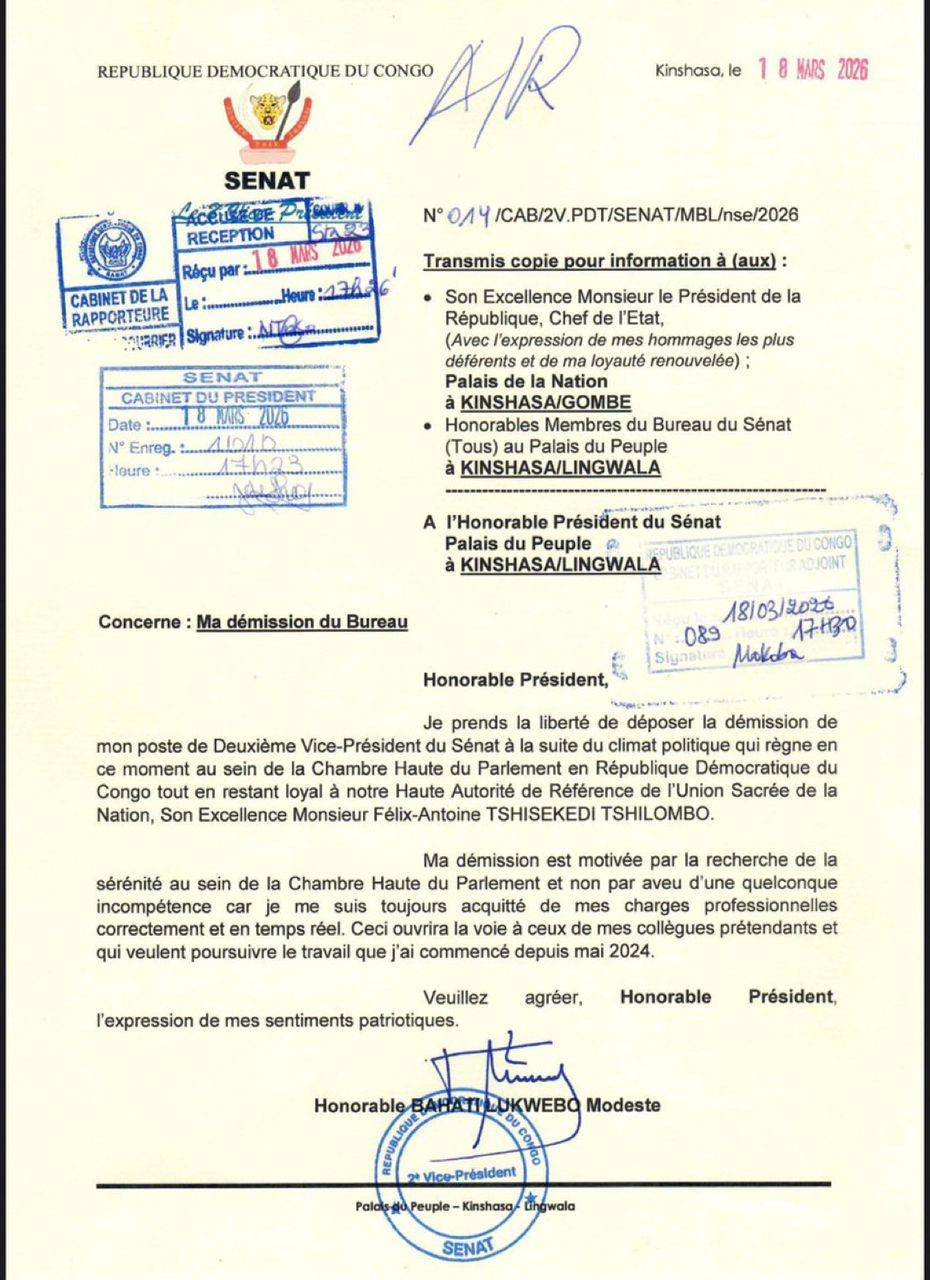Démission de Modeste Bahati Lukwebo : un tournant au Sénat de la République démocratique du Congo