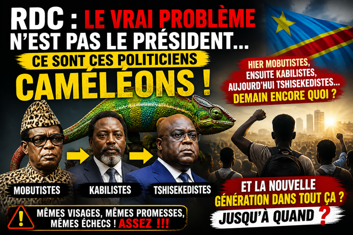 La RDC traverse depuis plusieurs décennies une crise politique profonde, souvent résumée à une question simple mais essentielle : le véritable problème du pays est-il le président en place ou une classe politique opportuniste qui change de camp selon les intérêts ?